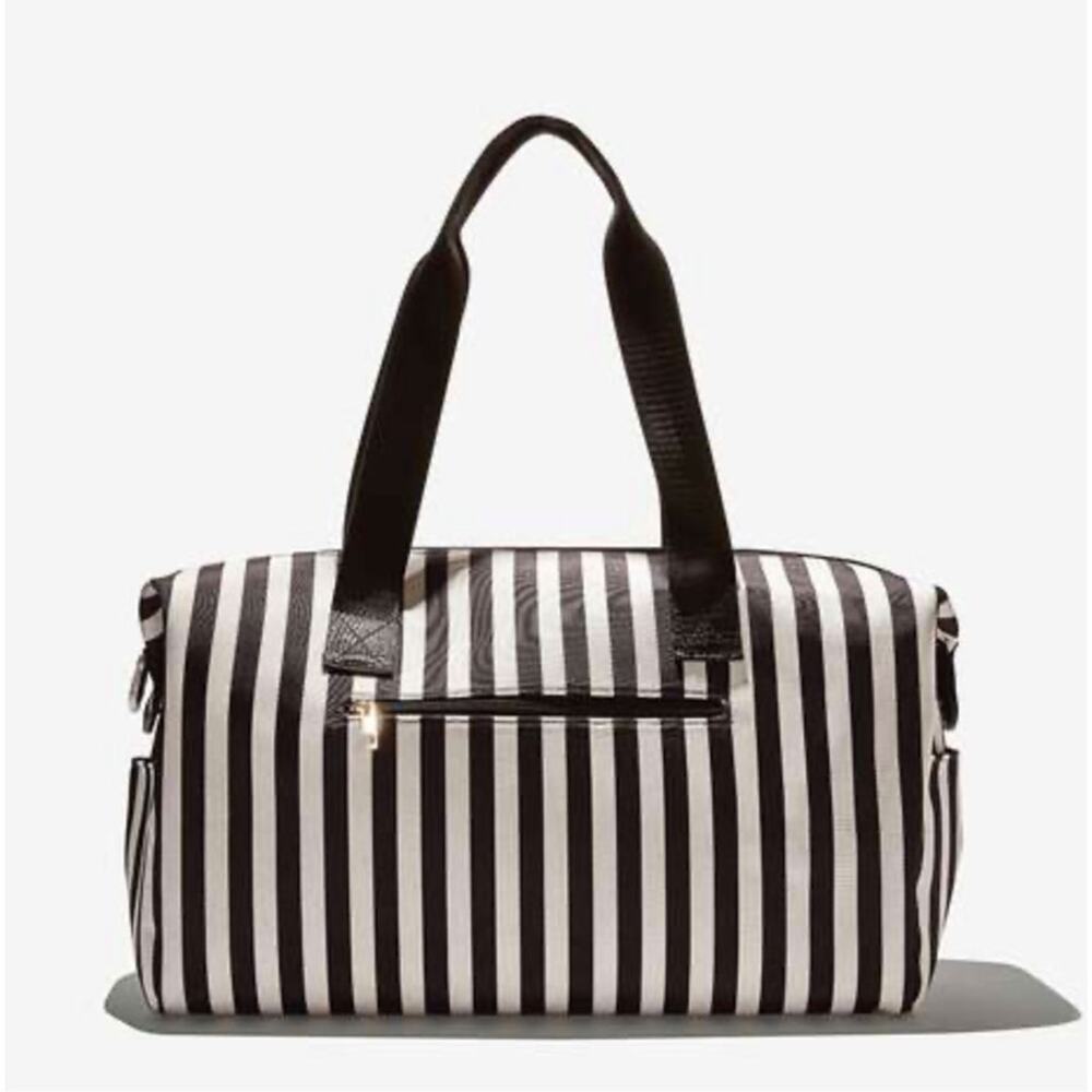 Alice + Olivia Duffle Bag Black and White Positano Stripe Weekender Tote